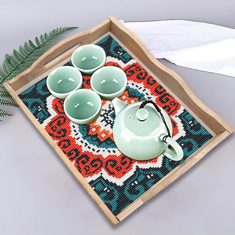 DIY Diamond Painting Decor Wooden Food Tray - Mandala