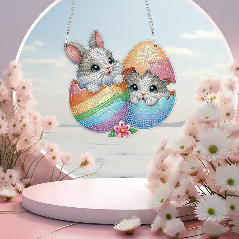 DIY crystal diamond wall mount kit for doors and windows tags - Easter Rabbit