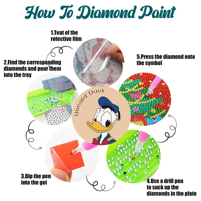 4PCS Diamond Painting Placemats Dish Mats | Cartoon