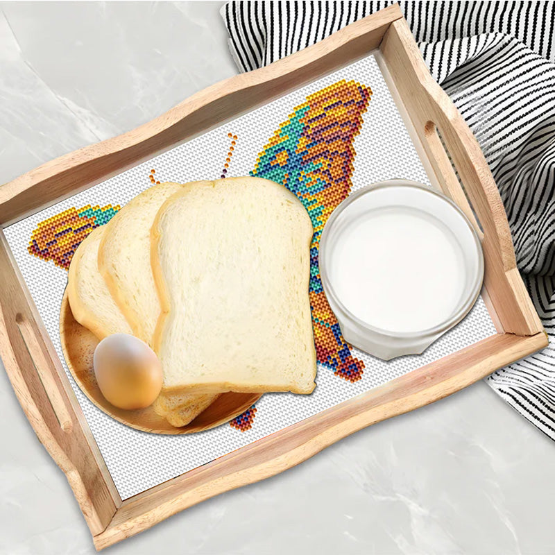 DIY Diamond Painting Decor Wooden Food Tray - Butterfly