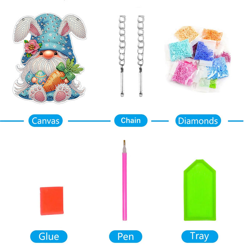 DIY crystal diamond wall mount kit for doors and windows tags - Easter Rabbit