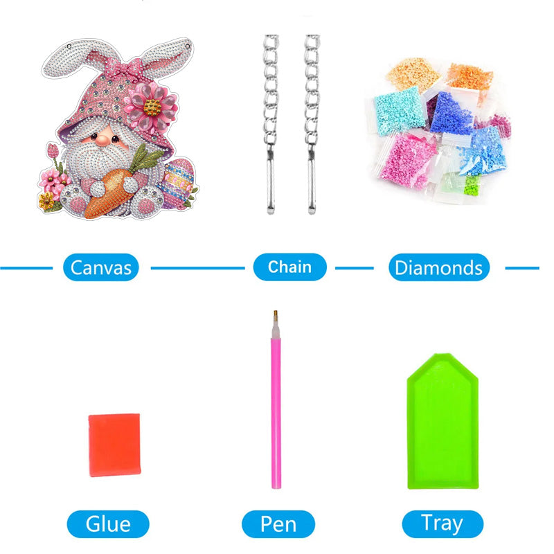 DIY crystal diamond wall mount kit for doors and windows tags - Easter Gnome