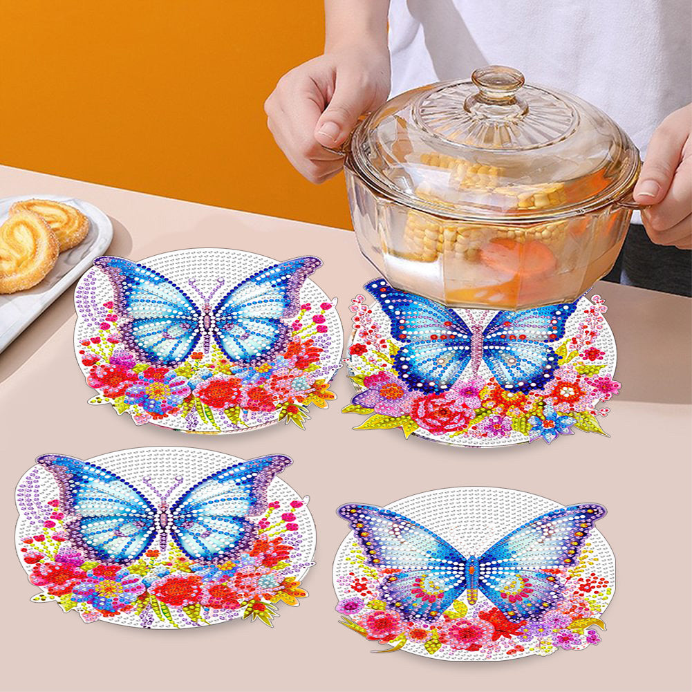 4PCS Diamond Painting Placemats Dish Mats | Butterfly