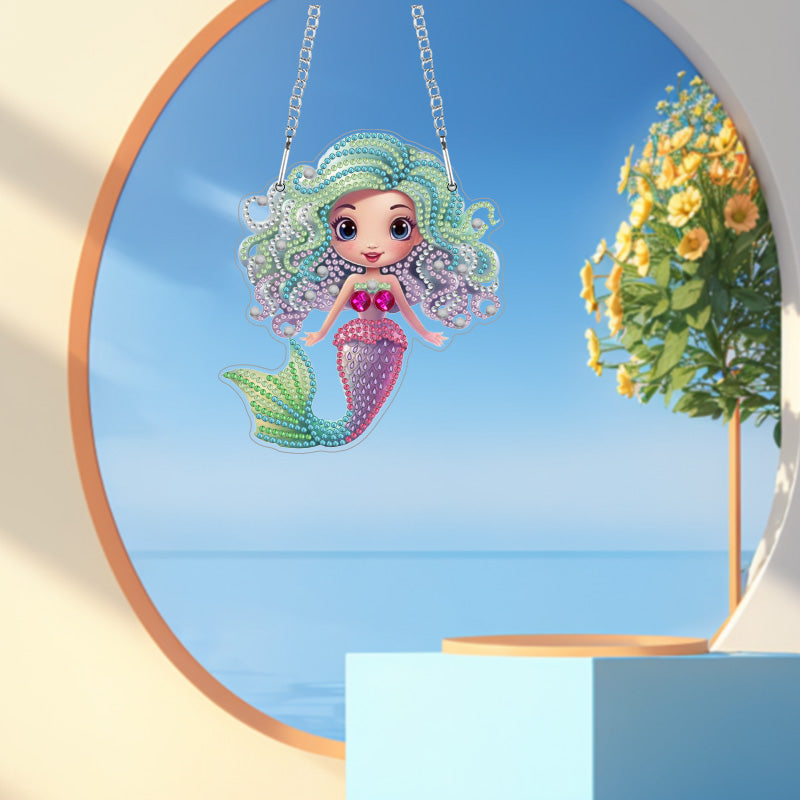DIY crystal diamond wall mount kit for doors and windows tags - Mermaid