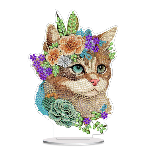Diamond Painting Ornament | Flower Cat
