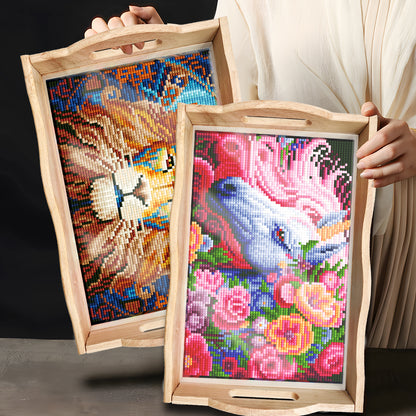 Diamond Painting Wooden Trays With Handle - Lion