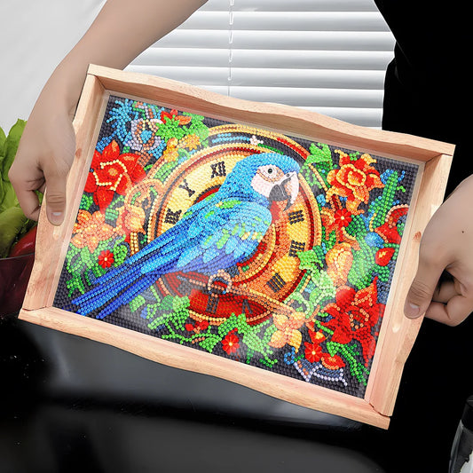 Diamond Painting Wooden Trays With Handle - Parrot