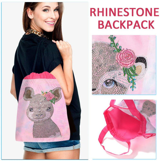 DIY Diamond Painting Backpack Mosaic Drawstring Bag Handbag Diamond Embroidery Kit Student Backpack Storage Bag Animal Picture