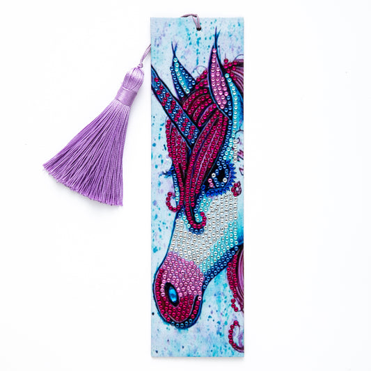 DIY Color horse Special Shaped Diamond Painting Leather Bookmark Tassel