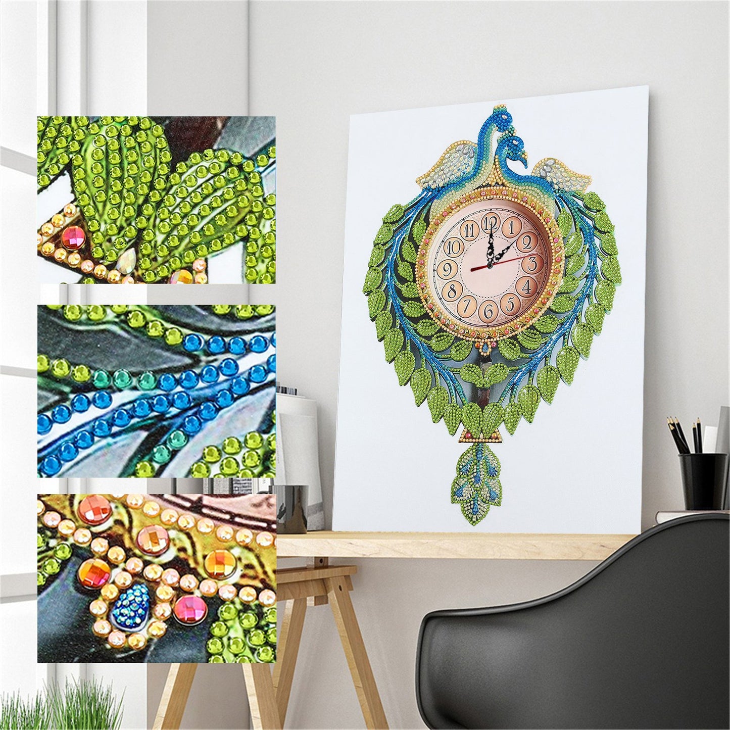 Peacock Clock | Special Shaped Diamond Painting Kits