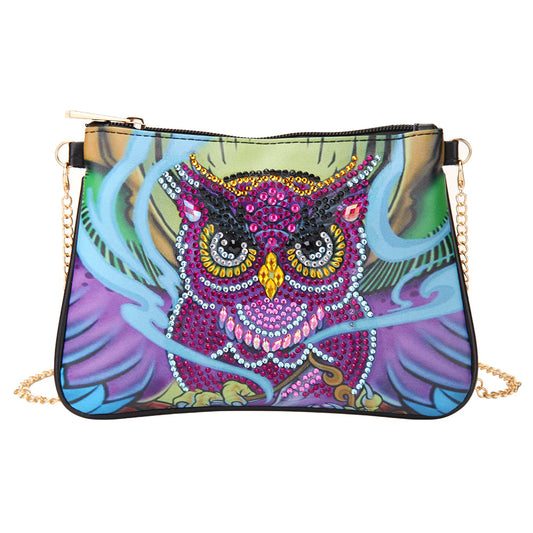 DIY Owl shaped diamond painting one-shoulder chain lady bag