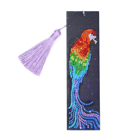 DIY parrot Special Shaped Diamond Painting Leather Bookmark Tassel
