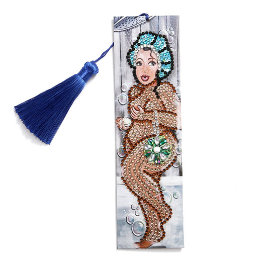 DIY Pretty Woman Special Shaped Diamond Painting Leather Bookmark with Tassel