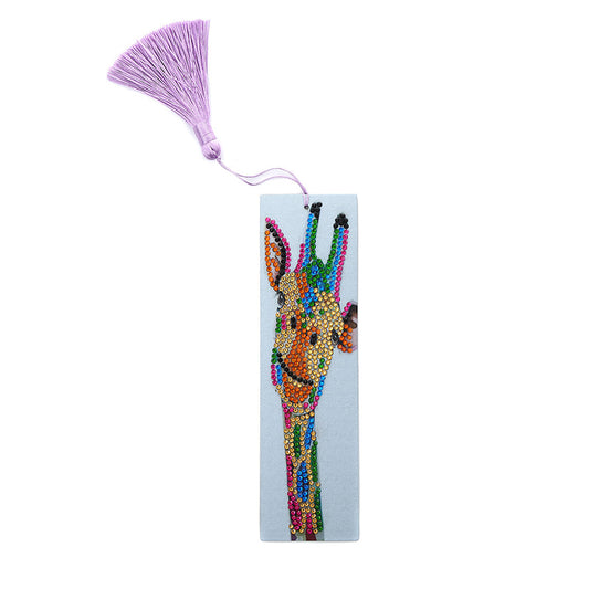 DIY Girafe Special Shaped Diamond Painting Leather Bookmark with Tassel