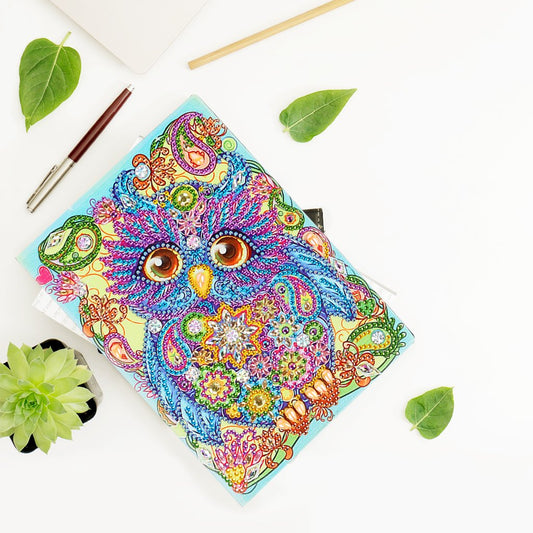 A5 5D Notebook DIY Part Special Shape Rhinestone Diary Book | Owl