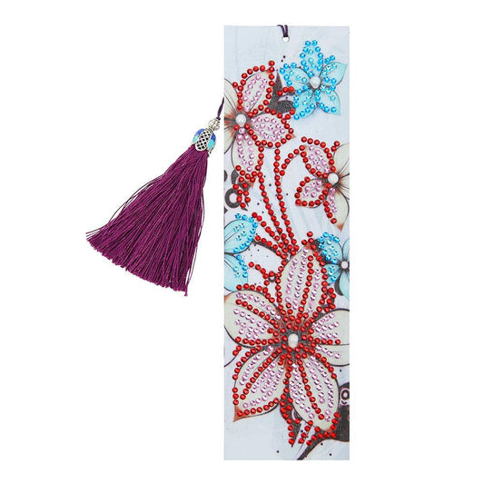 DIY Flower Special Shaped Diamond Painting Leather Tassel Bookmark