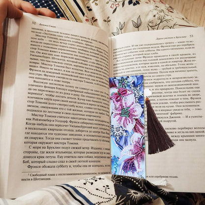 DIY Flower Special Shaped Diamond Painting Leather Tassel Bookmark