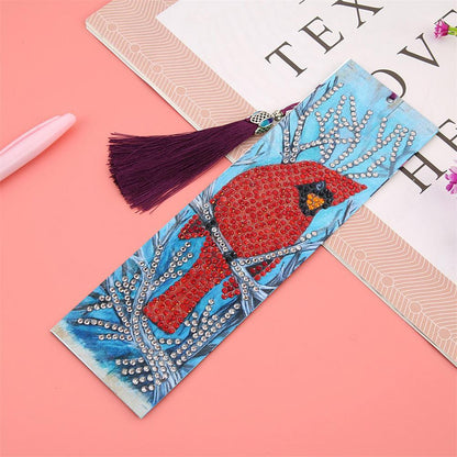 DIY Bird Special Shaped Diamond Painting Leather Bookmark Tassel