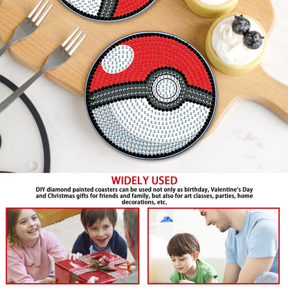 2 pcs set DIY Special Shaped Diamond Painting Coaster | Pokemon