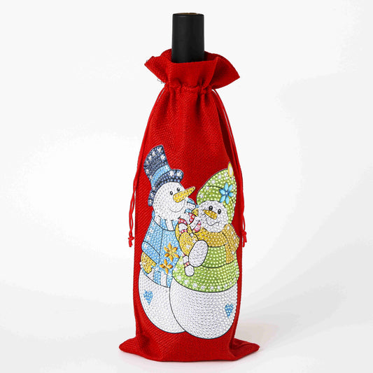 DIY Diamond Wine Gift Bag Decoration | Snowman