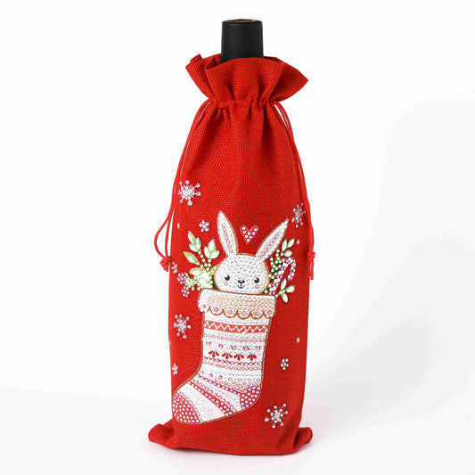 DIY Diamond Wine Gift Bag Decoration | Christmas Stocking Bunny