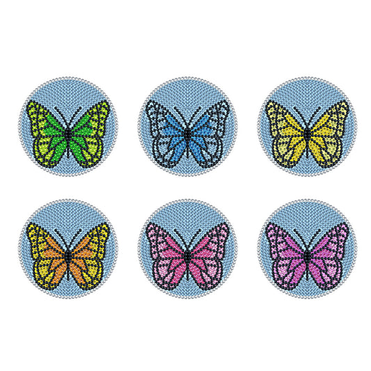 6pcs | Diamond Painting Coasters | Butterfly