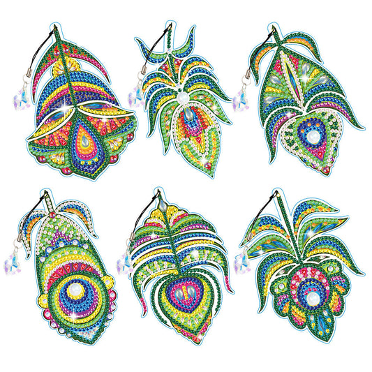 6 Pcs Set DIY Special Shaped Diamond Painting Bookmark | feather