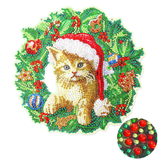 DIY Diamond Painting Pendant Wreath - Cat