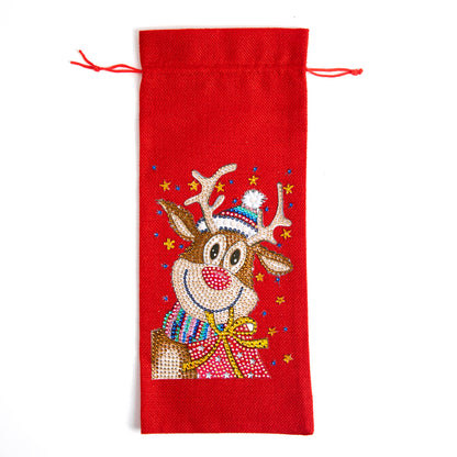 DIY Diamond Wine Gift Bag Decoration | Christmas elk