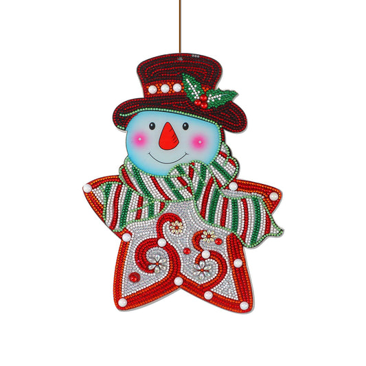 DIY Diamond Painted Wreath-Christmas Snowman with Stars