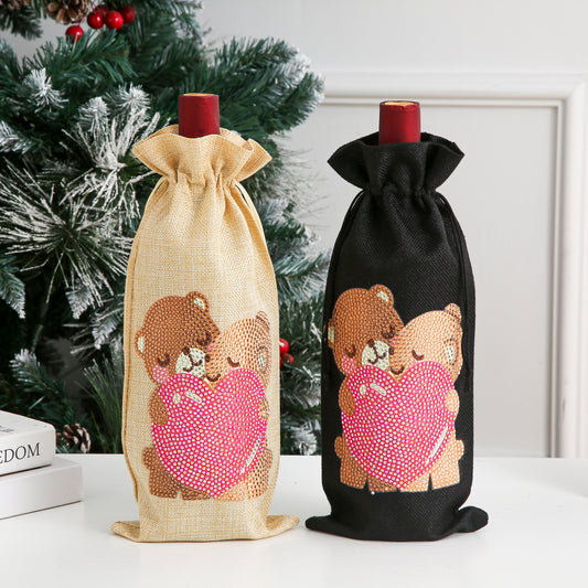DIY Diamond Wine Gift Bag Decoration | Bear
