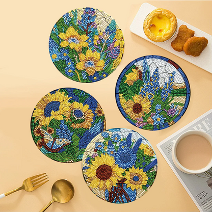 4PCS Diamond Painting Placemats Dish Mats | Sunflowers