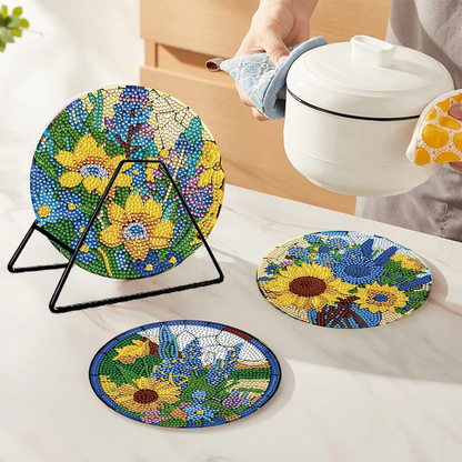 4PCS Diamond Painting Placemats Dish Mats | Sunflowers