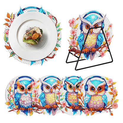 4PCS Diamond Painting Placemats Dish Mats | Owl