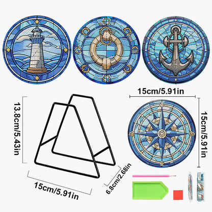 4PCS Diamond Painting Placemats Dish Mats | Nautical