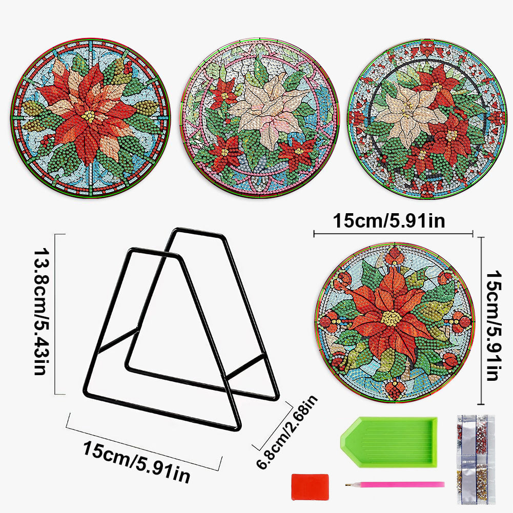 4PCS Diamond Painting Placemats Dish Mats | Flower