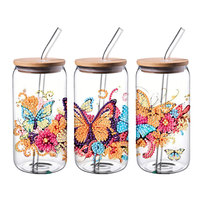 4PCS DIY diamond painting cup stickers (without cup) | Butterfly