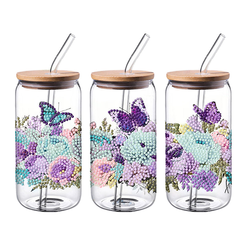 4PCS DIY diamond painting cup stickers (without cup) | Butterfly