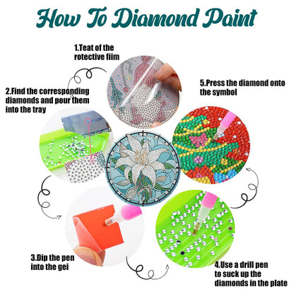 4PCS Diamond Painting Placemats Dish Mats | Flower