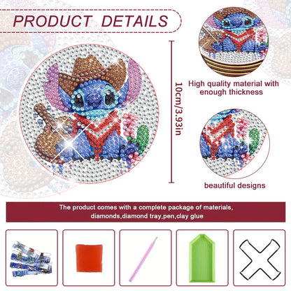5 pcs set DIY Diamond Painting Coaster | Cartoon