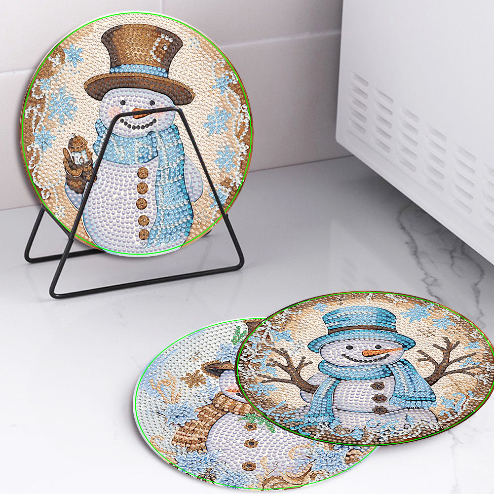 4PCS Diamond Painting Placemats Dish Mats | Snowman