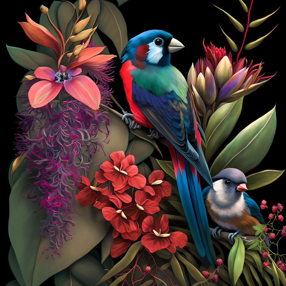 AB luxurious polyester cloth diamond Painting Kits | flowers and birds