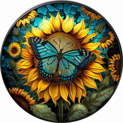 AB luxurious polyester cloth diamond Painting Kits | Butterfly on a Sunflower