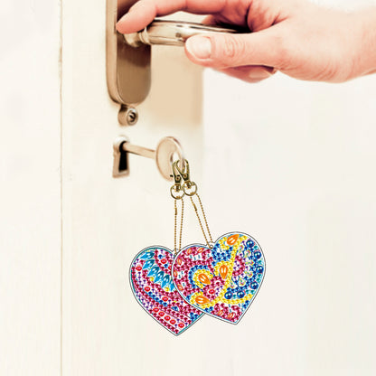 5 pcs DIY Diamond Painting Keychain  | Heart
