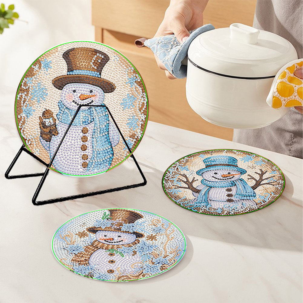 4PCS Diamond Painting Placemats Dish Mats | Snowman