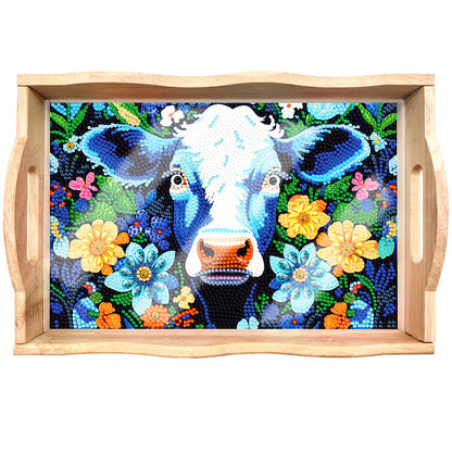 Diamond Painting Wooden Trays With Handle - Cow