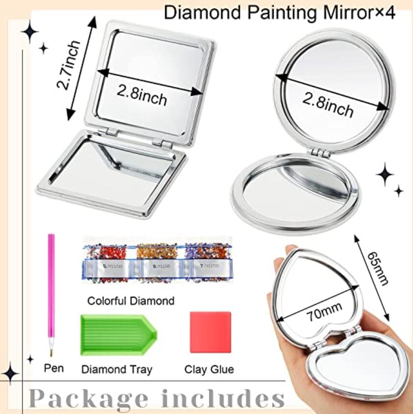 DIY Diamond Painting Creative Diamond Mini Mirror | mandala