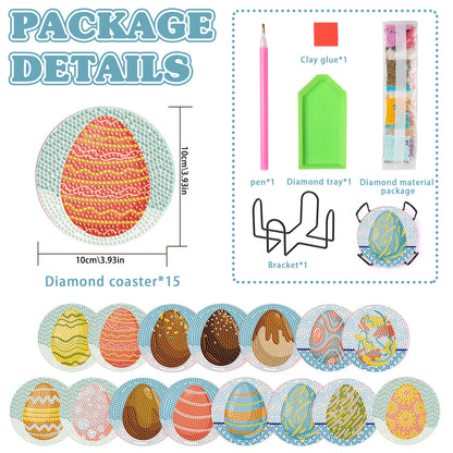 15 pcs set DIY Special Shaped Diamond Painting Coaster | Egg