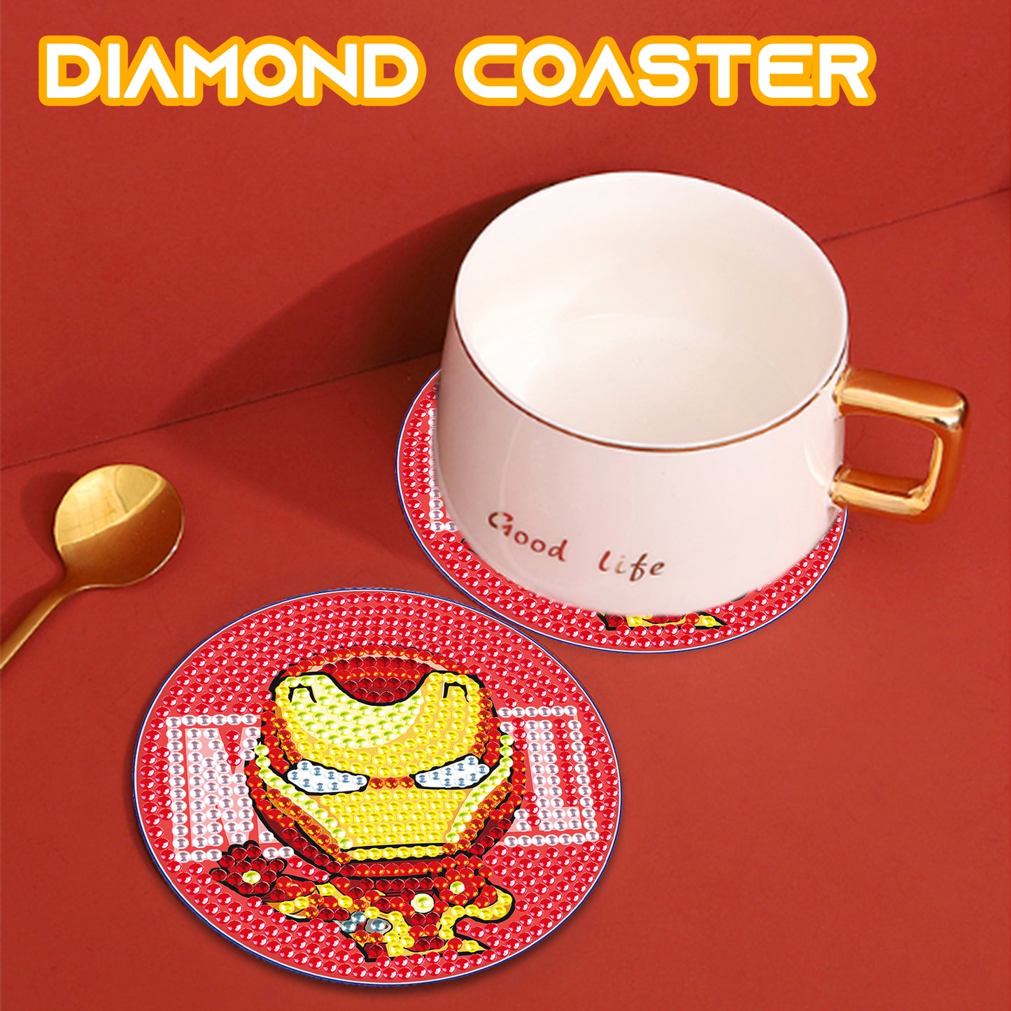 2 pcs set DIY Special Shaped Diamond Painting Coaster | Iron Man