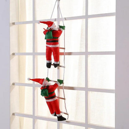 DIY Ornaments Decoration Christmas Santa Claus Climbing On Rope